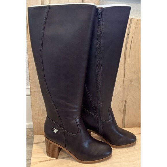 Giani Bernini Women Brown Leather Odettee Memory Foam Block Knee-High Boots - Picture 5 of 10